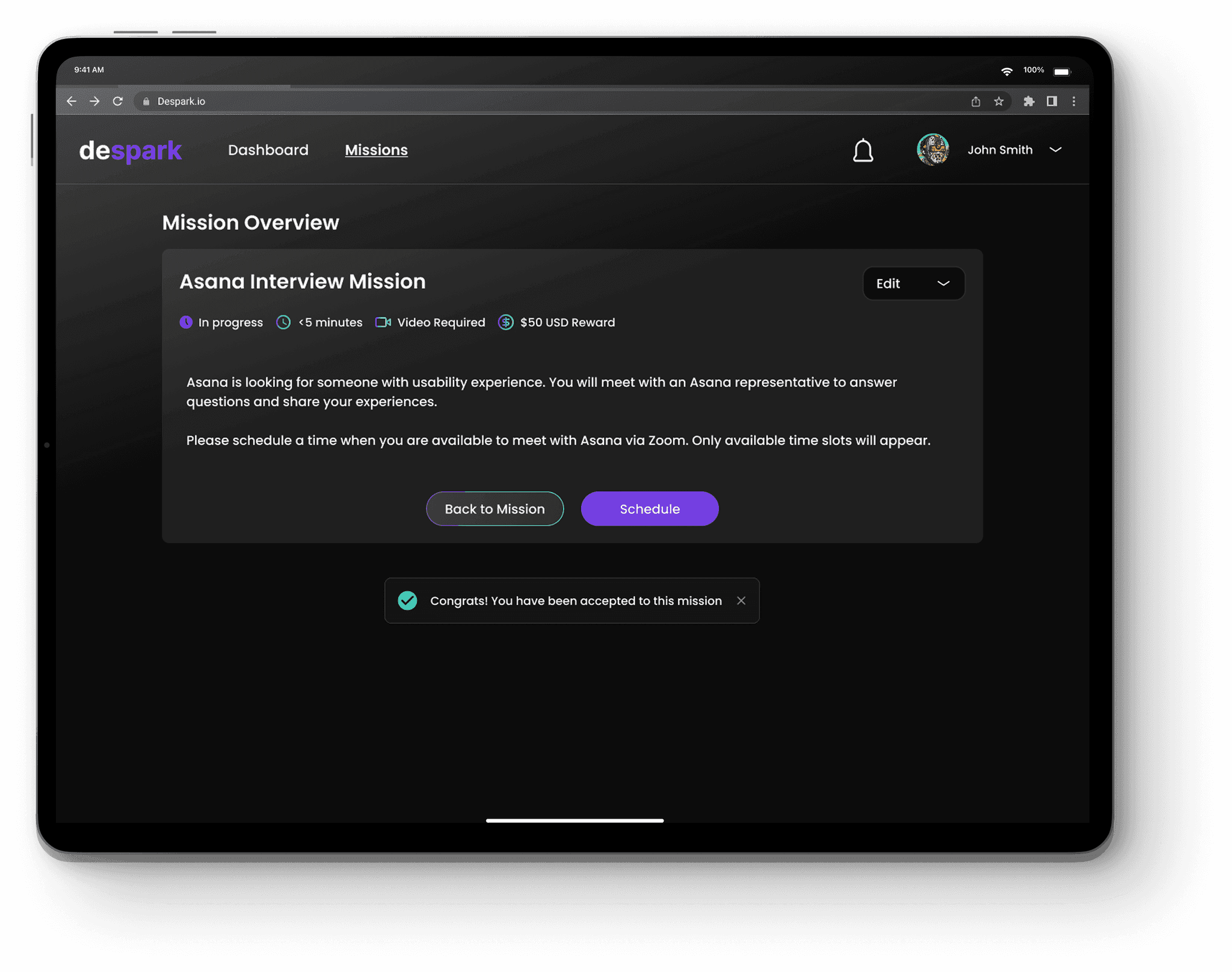 Despark mission overview