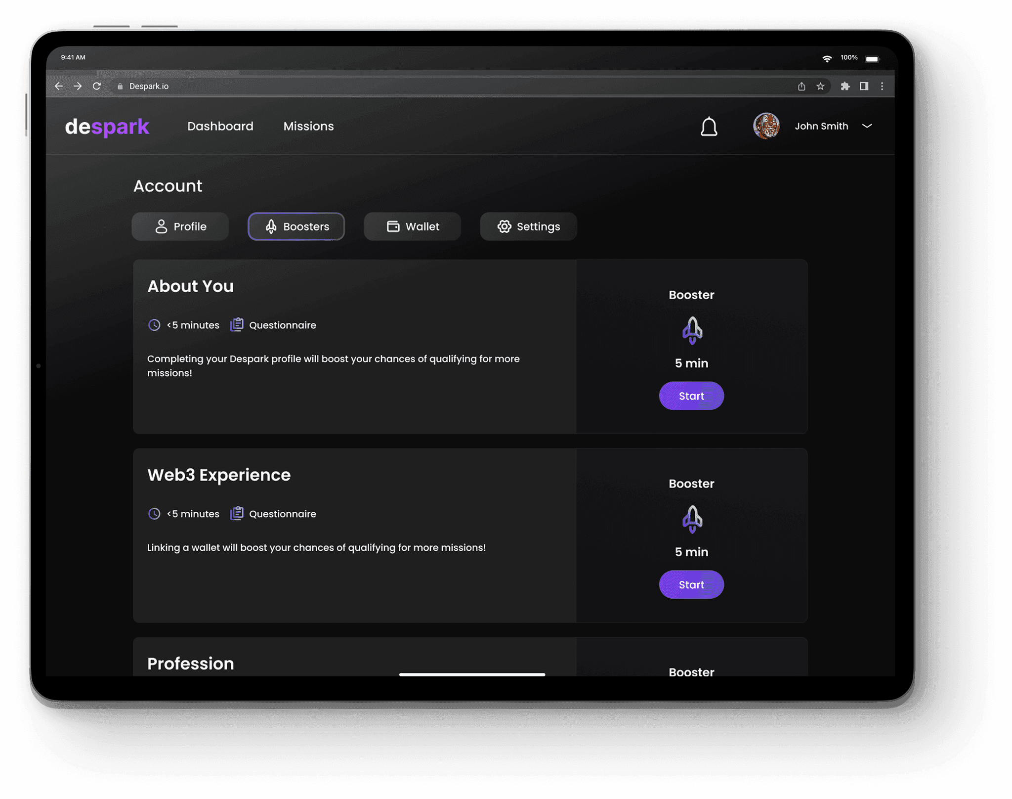 Despark account boosters