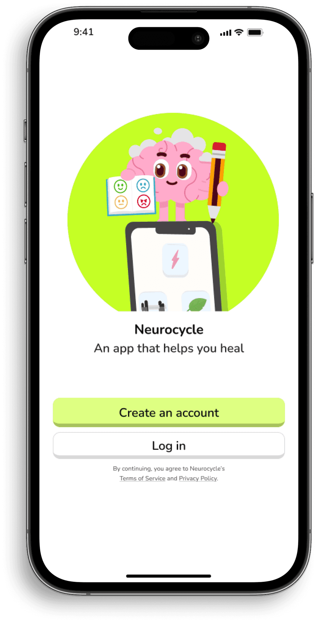 Neurocycle splash screen with Brain-Ee